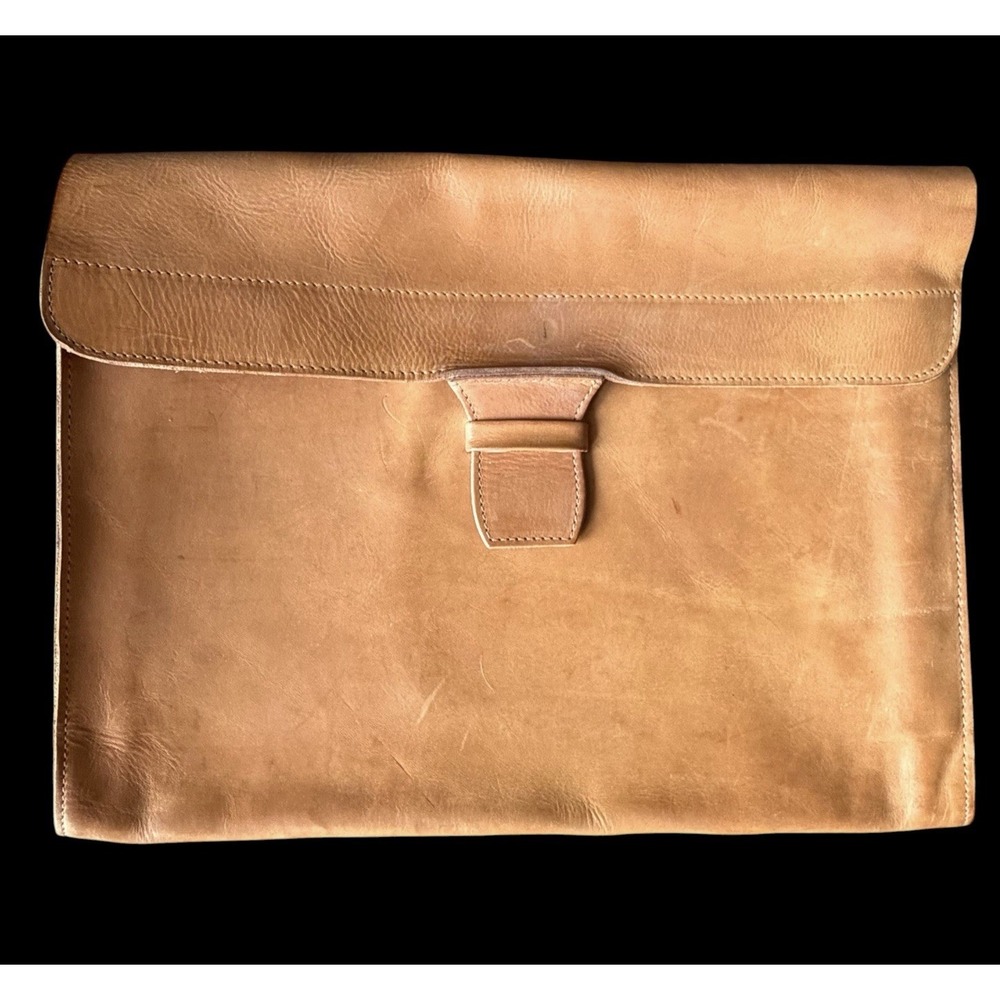 Vintage Genuine Leather Portfolio Document Case Made in Poland Patina Timeworn